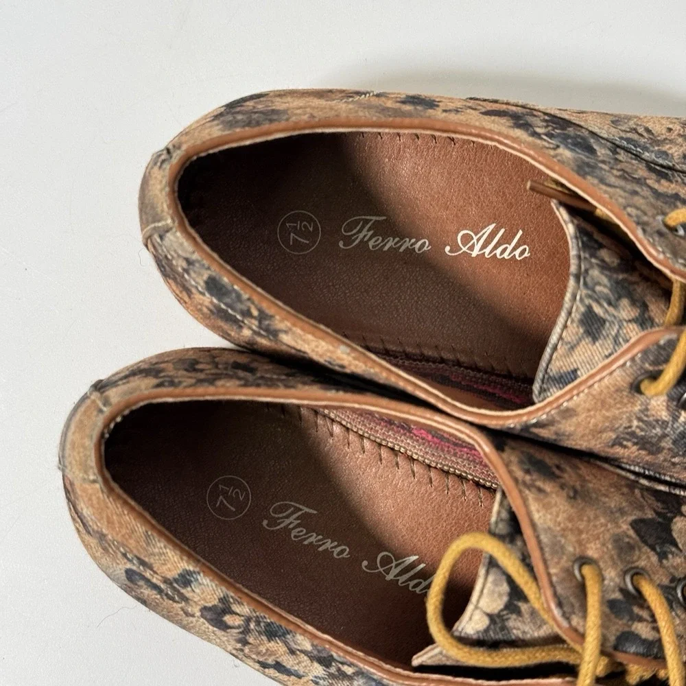 Ferro Aldo Floral Print Oxford Lace Up Dress‎ Shoes Mens 7.5 Party Cocktail Club